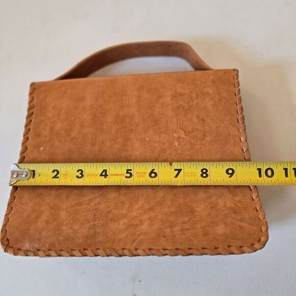 Sarep + Rose Womens Genuine Leather Handwoven Fabric Top Handle Handbag Brown - Picture 6 of 10